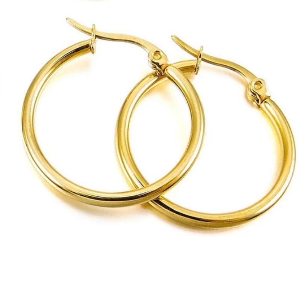NEW Stainless Steel Gold Small Hoop Earrings